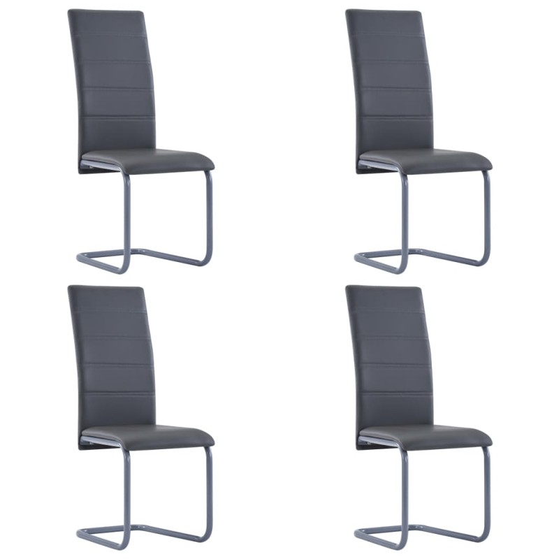 Freischwinger 4 Stk. Grau Kunstleder Freischwinger 4 Stk. Grau Kunstleder