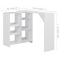 vidaXL Bartisch mit Beweglichem Regal Weiß 138x39x110 cm vidaXL Bartisch mit Beweglichem Regal Weiß 138x39x110 cm