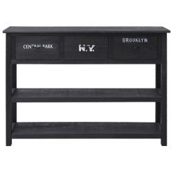 vidaXL Sideboard Schwarz 108x30x76 cm Massivholz Paulownia