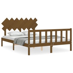 vidaXL Massivholzbett mit Kopfteil Honigbraun 140x200 cm