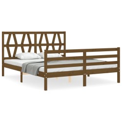 vidaXL Massivholzbett mit Kopfteil Honigbraun 160x200 cm