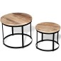 vidaXL Zweiteiliges Couchtisch-Set Raues Mangoholz Rund 40cm/50cm vidaXL Zweiteiliges Couchtisch-Set Raues Mangoholz Rund 40cm/50cm