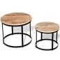 vidaXL Zweiteiliges Couchtisch-Set Raues Mangoholz Rund 40cm/50cm vidaXL Zweiteiliges Couchtisch-Set Raues Mangoholz Rund 40cm/50cm