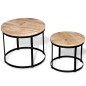 vidaXL Zweiteiliges Couchtisch-Set Raues Mangoholz Rund 40cm/50cm vidaXL Zweiteiliges Couchtisch-Set Raues Mangoholz Rund 40cm/50cm