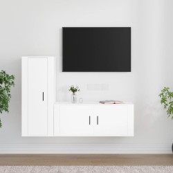 vidaXL 2-tlg. TV-Schrank-Set Weiß Holzwerkstoff