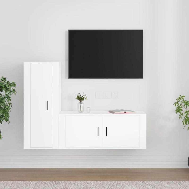 vidaXL 2-tlg. TV-Schrank-Set Weiß Holzwerkstoff vidaXL 2-tlg. TV-Schrank-Set Weiß Holzwerkstoff