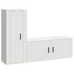 vidaXL 2-tlg. TV-Schrank-Set Weiß Holzwerkstoff
