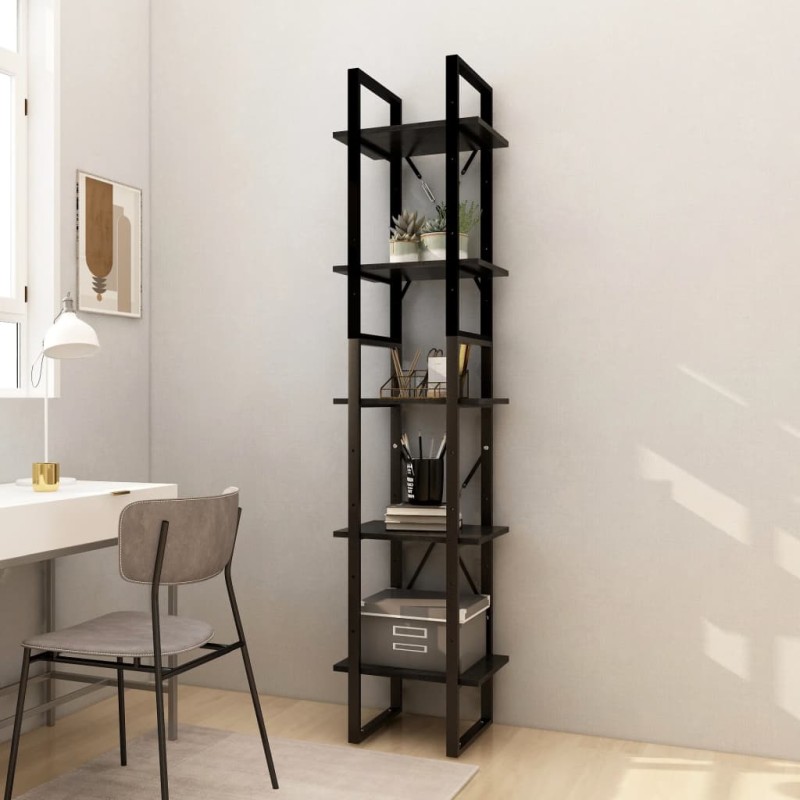 vidaXL Bücherregal 5 Fächer Schwarz 40x30x175 cm Massivholz Kiefer vidaXL Bücherregal 5 Fächer Schwarz 40x30x175 cm Massivholz Kiefer