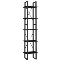 vidaXL Bücherregal 5 Fächer Schwarz 40x30x175 cm Massivholz Kiefer