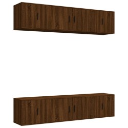 vidaXL 6-tlg. TV-Schrank-Set Braun Eichen-Optik Holzwerkstoff