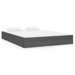 vidaXL Massivholzbett Grau 135x190 cm