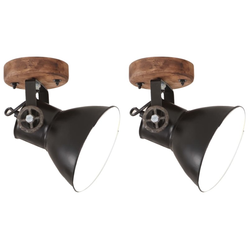 vidaXL Wand-/Deckenlampen Industriestil 2 Stk. Schwarz 20x25 cm E27 vidaXL Wand-/Deckenlampen Industriestil 2 Stk. Schwarz 20x25 cm E27