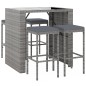 vidaXL 5-tlg. Gartenbar-Set mit Kissen Grau Poly Rattan vidaXL 5-tlg. Gartenbar-Set mit Kissen Grau Poly Rattan