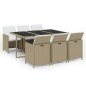 vidaXL 7-tlg. Garten-Essgruppe mit Kissen Poly Rattan Beige vidaXL 7-tlg. Garten-Essgruppe mit Kissen Poly Rattan Beige