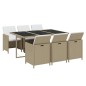 vidaXL 7-tlg. Garten-Essgruppe mit Kissen Poly Rattan Beige vidaXL 7-tlg. Garten-Essgruppe mit Kissen Poly Rattan Beige