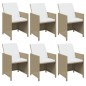 vidaXL 7-tlg. Garten-Essgruppe mit Kissen Poly Rattan Beige vidaXL 7-tlg. Garten-Essgruppe mit Kissen Poly Rattan Beige