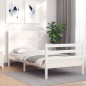 vidaXL Massivholzbett mit Kopfteil Weiß 90x200 cm vidaXL Massivholzbett mit Kopfteil Weiß 90x200 cm