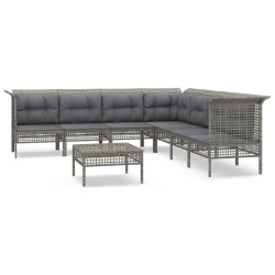 vidaXL 8-tlg. Garten-Lounge-Set mit Kissen Grau Poly Rattan
