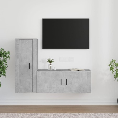 vidaXL 2-tlg. TV-Schrank-Set Betongrau Holzwerkstoff
