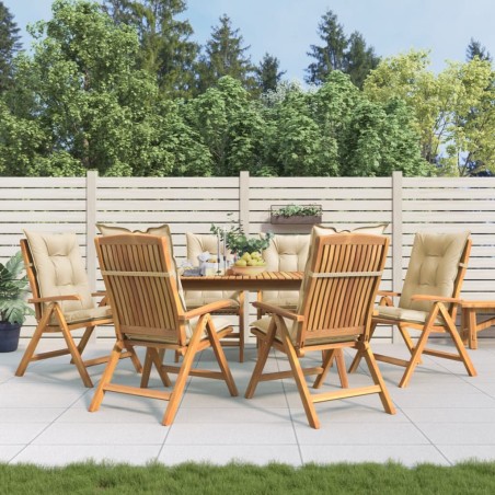 vidaXL Gartenstühle mit Kissen 6 Stk. Massivholz Teak