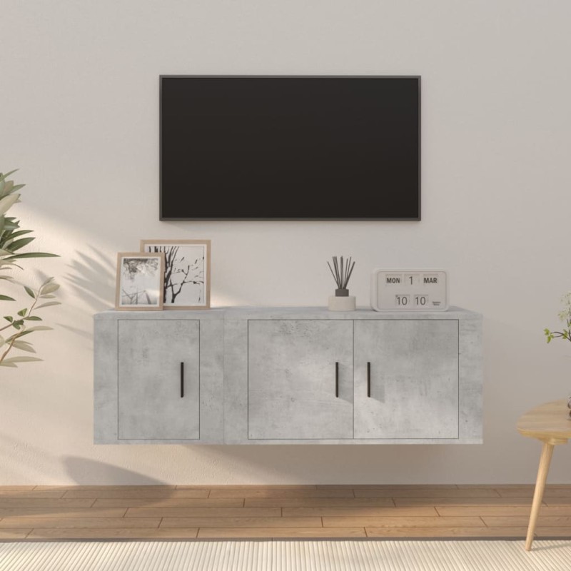 vidaXL 2-tlg. TV-Schrank-Set Betongrau Holzwerkstoff vidaXL 2-tlg. TV-Schrank-Set Betongrau Holzwerkstoff