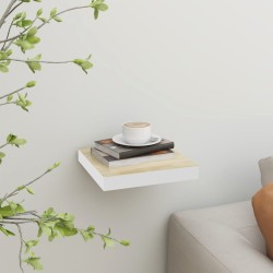 vidaXL Schwebendes Wandregal Eiche und Weiß 23x23,5x3,8 cm MDF