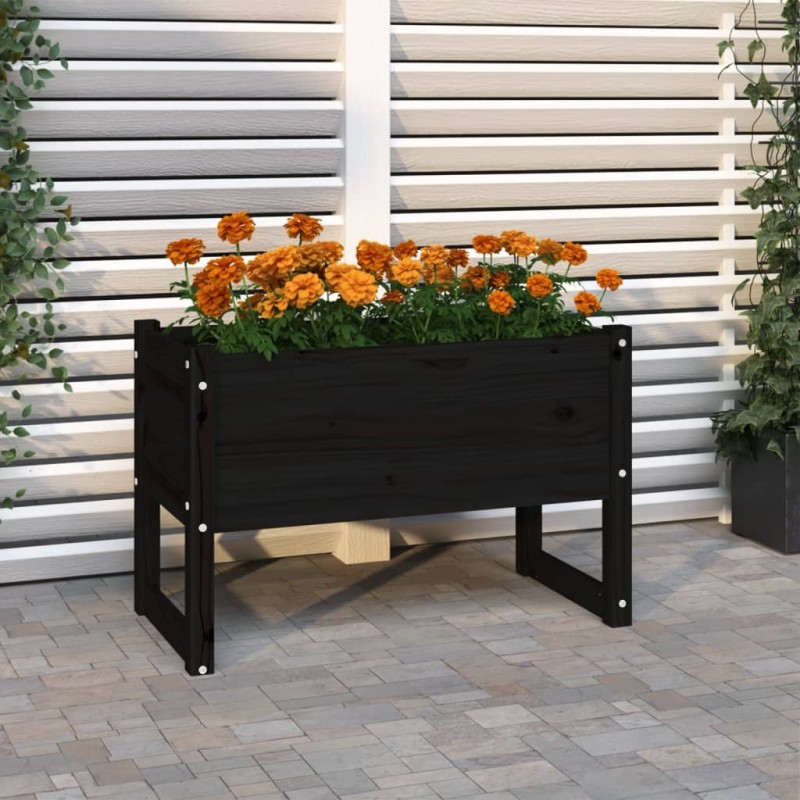 vidaXL Pflanzkübel Schwarz 78x40x52 cm Massivholz Kiefer vidaXL Pflanzkübel Schwarz 78x40x52 cm Massivholz Kiefer