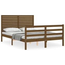 vidaXL Massivholzbett mit Kopfteil Honigbraun 140x200 cm
