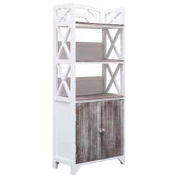 vidaXL Badezimmerschrank Weiß und Braun 46x24x116 cm Paulownia Holz