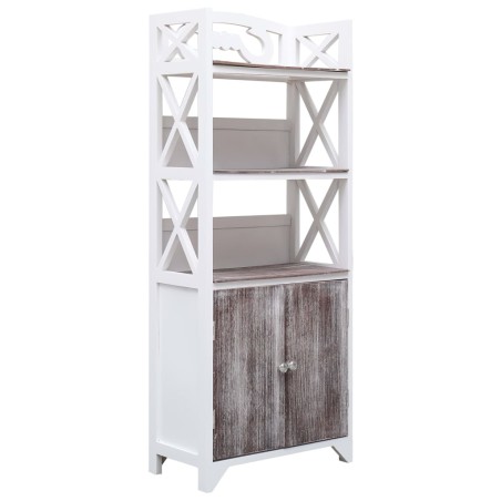 vidaXL Badezimmerschrank Weiß und Braun 46x24x116 cm Paulownia Holz