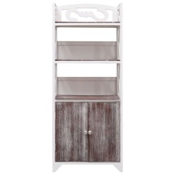 vidaXL Badezimmerschrank Weiß und Braun 46x24x116 cm Paulownia Holz