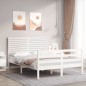 vidaXL Massivholzbett mit Kopfteil Weiß 120x200 cm vidaXL Massivholzbett mit Kopfteil Weiß 120x200 cm
