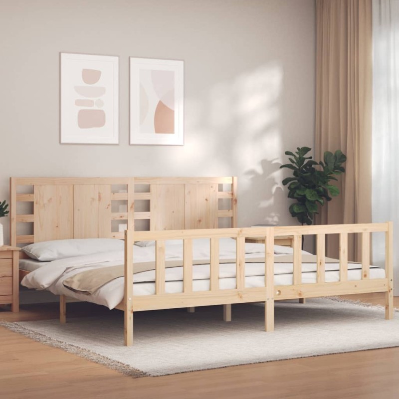 vidaXL Massivholzbett mit Kopfteil vidaXL Massivholzbett mit Kopfteil