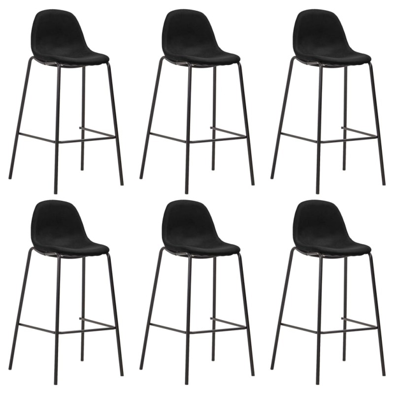 Barhocker 6 Stk. Schwarz Stoff Barhocker 6 Stk. Schwarz Stoff