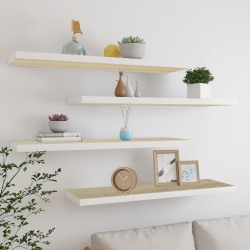 vidaXL Schweberegale 4 Stk. Eiche und Weiß 90x23,5x3,8 cm MDF