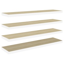 vidaXL Schweberegale 4 Stk. Eiche und Weiß 90x23,5x3,8 cm MDF