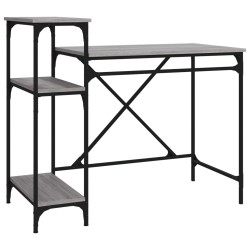 vidaXL Schreibtisch mit Regal Grau Sonoma 105x50x90 cm Holzwerkstoff