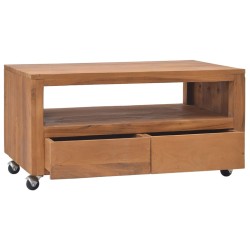 vidaXL TV-Schrank mit Rollen 80x50x42 cm Teak Massivholz