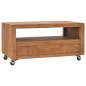 vidaXL TV-Schrank mit Rollen 80x50x42 cm Teak Massivholz vidaXL TV-Schrank mit Rollen 80x50x42 cm Teak Massivholz