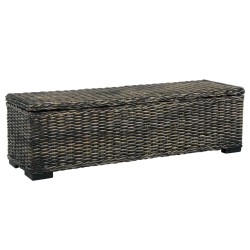 vidaXL Aufbewahrungsbox 120 cm Schwarz Kubu-Rattan Massivholz Mango 