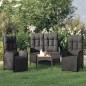 vidaXL 4-tlg. Garten-Essgruppe mit Kissen Schwarz Poly Rattan vidaXL 4-tlg. Garten-Essgruppe mit Kissen Schwarz Poly Rattan
