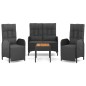 vidaXL 4-tlg. Garten-Essgruppe mit Kissen Schwarz Poly Rattan vidaXL 4-tlg. Garten-Essgruppe mit Kissen Schwarz Poly Rattan