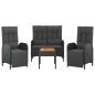 vidaXL 4-tlg. Garten-Essgruppe mit Kissen Schwarz Poly Rattan vidaXL 4-tlg. Garten-Essgruppe mit Kissen Schwarz Poly Rattan