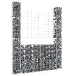 vidaXL Gabionenkorb U-Form mit 2 Säulen Eisen 140x20x200 cm