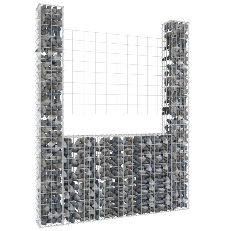 vidaXL Gabionenkorb U-Form mit 2 Säulen Eisen 140x20x200 cm