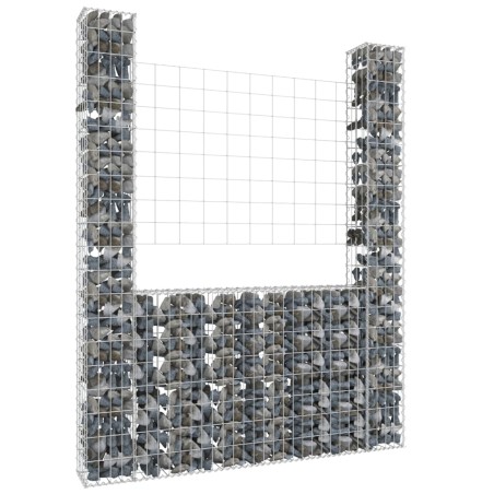 vidaXL Gabionenkorb U-Form mit 2 Säulen Eisen 140x20x200 cm