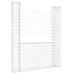 vidaXL Gabionenkorb U-Form mit 2 Säulen Eisen 140x20x200 cm
