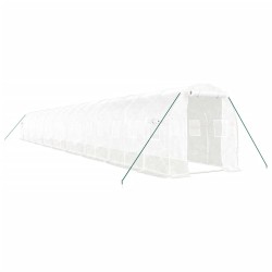vidaXL Gewächshaus mit Stahlrahmen Weiß 36 m² 18x2x2 m