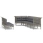 vidaXL 9-tlg. Garten-Lounge-Set mit Kissen Grau Poly Rattan vidaXL 9-tlg. Garten-Lounge-Set mit Kissen Grau Poly Rattan