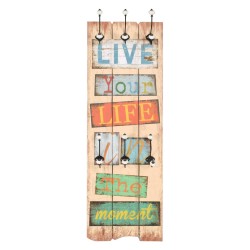 vidaXL Wandgarderobe mit 6 Haken 120 x 40 cm "LIVE LIFE" 
